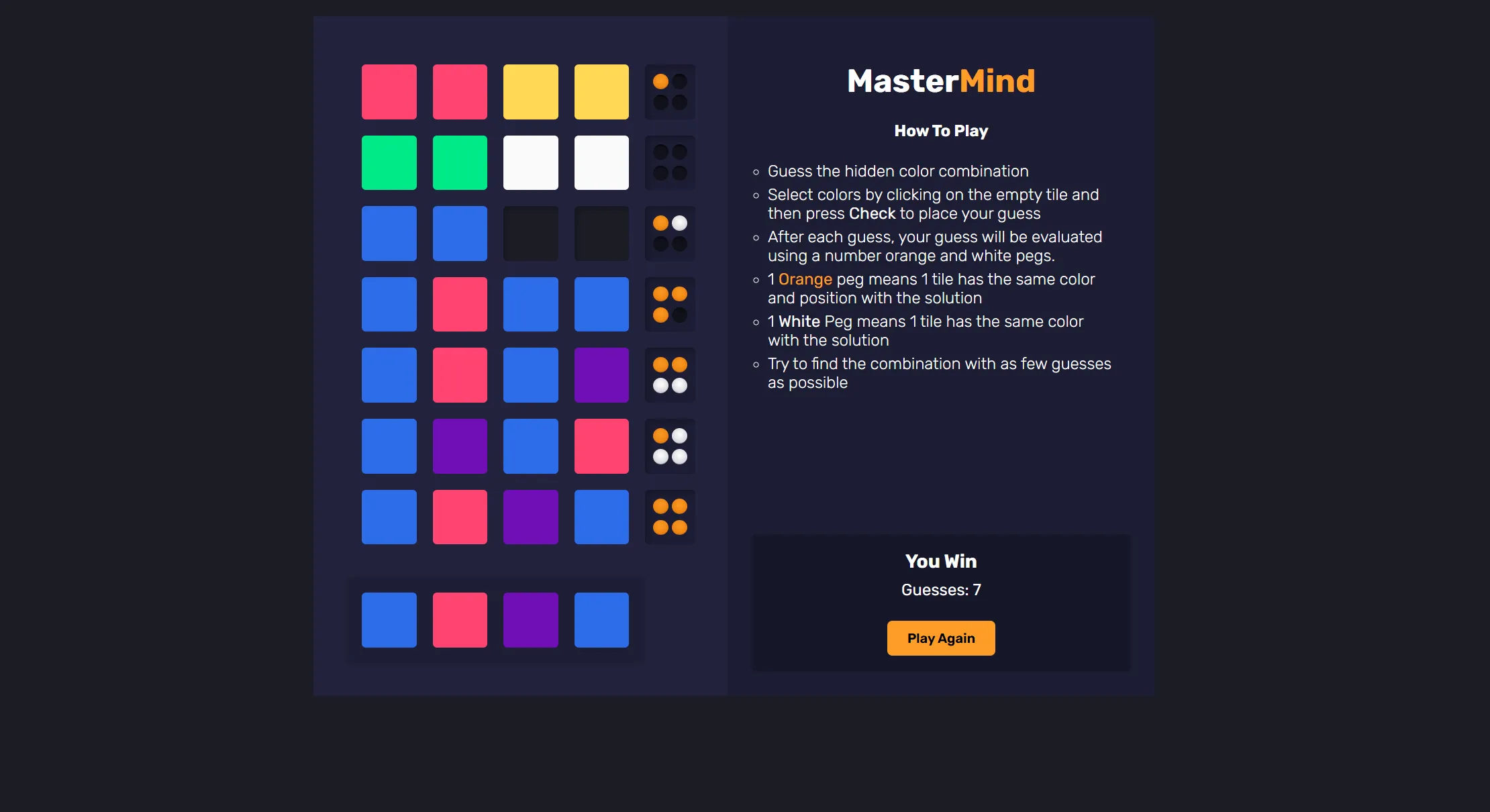 Mastermind screenshot